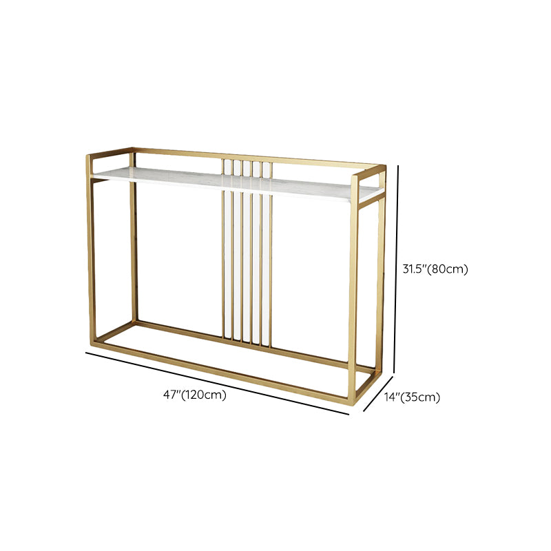 Glam Accent Table Marble Top Golden Sofa Console Table for Hall