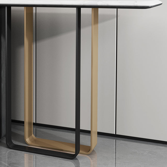 Glam Stone Accent Table Rectangle Console Sofa Table for Hall