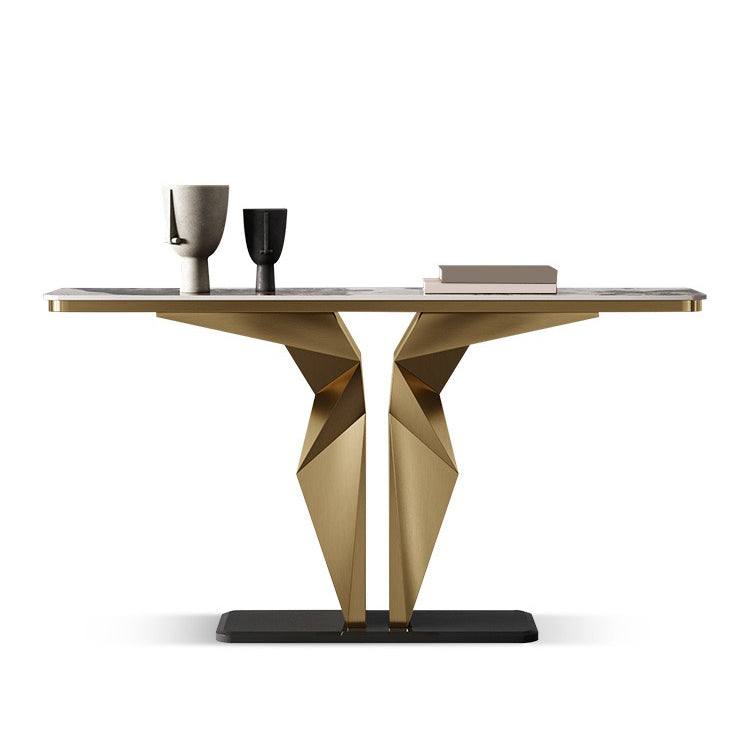 Glam Metal Console Table Rectangle Console Sofa Table for Hall