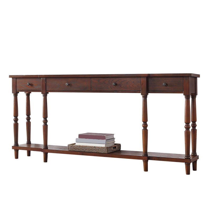 Mid Century Modern Wood Console Table Drawers Included Console Sofa Table for Hall
