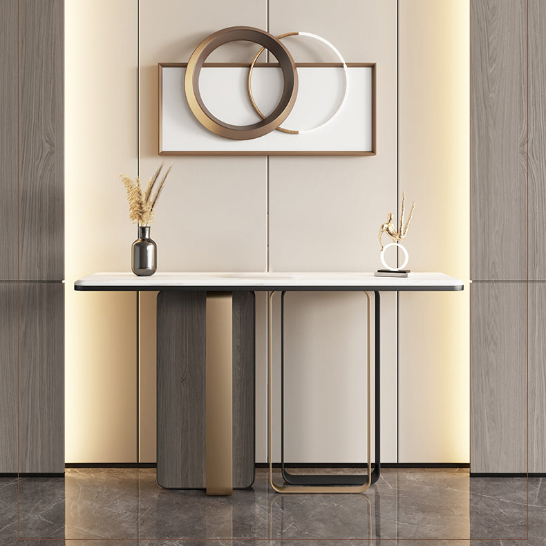 Glam White Accent Table Scratch Resistant Sofa Console Table for Hall
