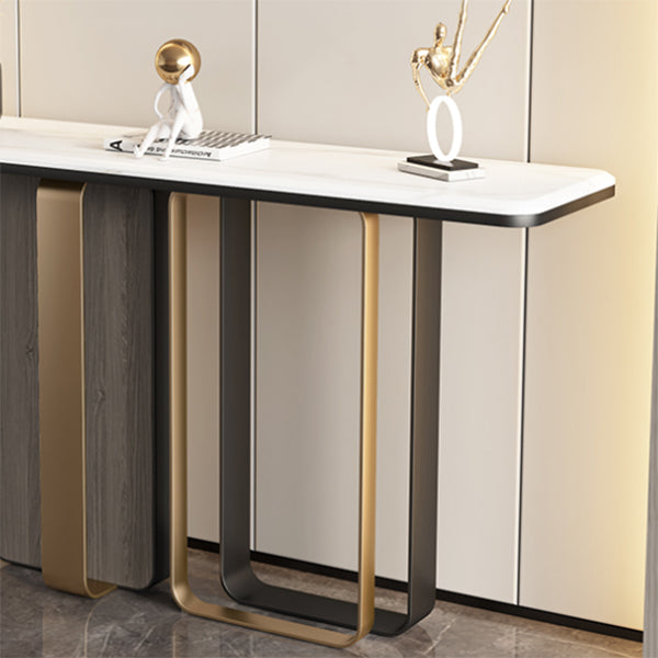 Glam White Accent Table Scratch Resistant Sofa Console Table for Hall