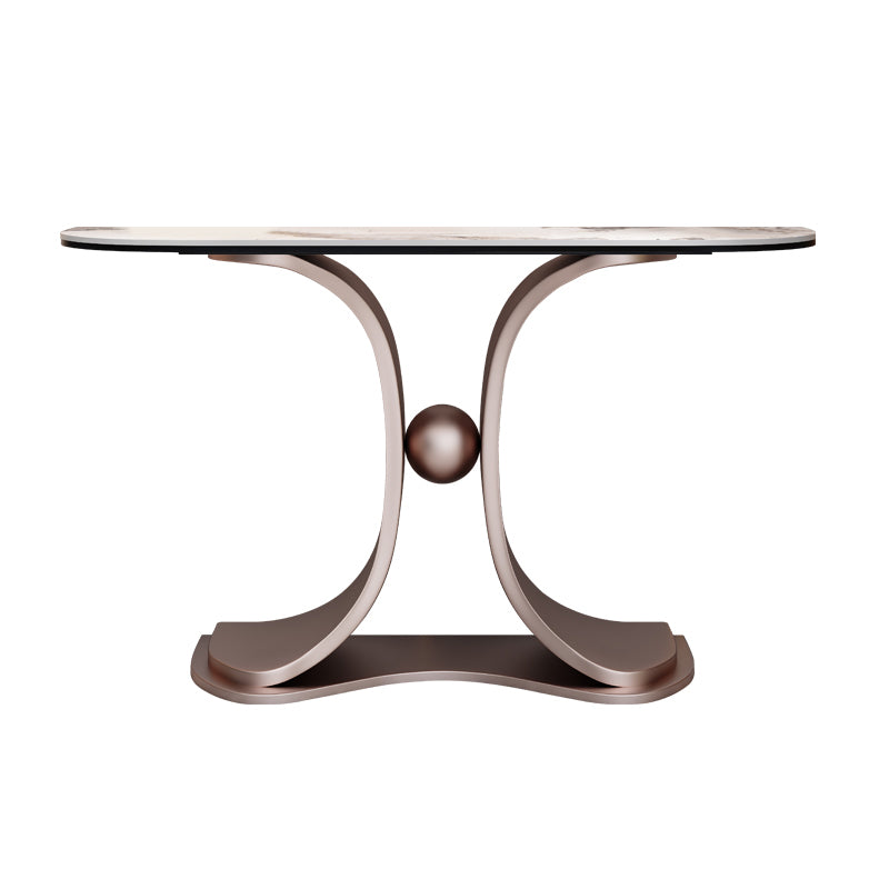 Glam Half Moon Console Table Stone Console Sofa Table for Hall
