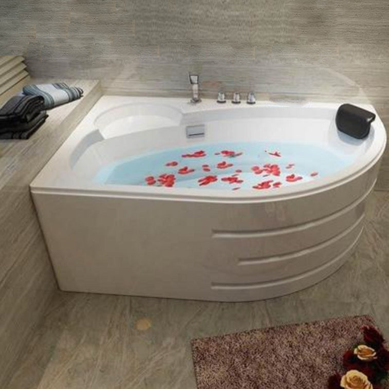 Back to Wall Bath Corner Acrylic Soaking White Modern Bathtub