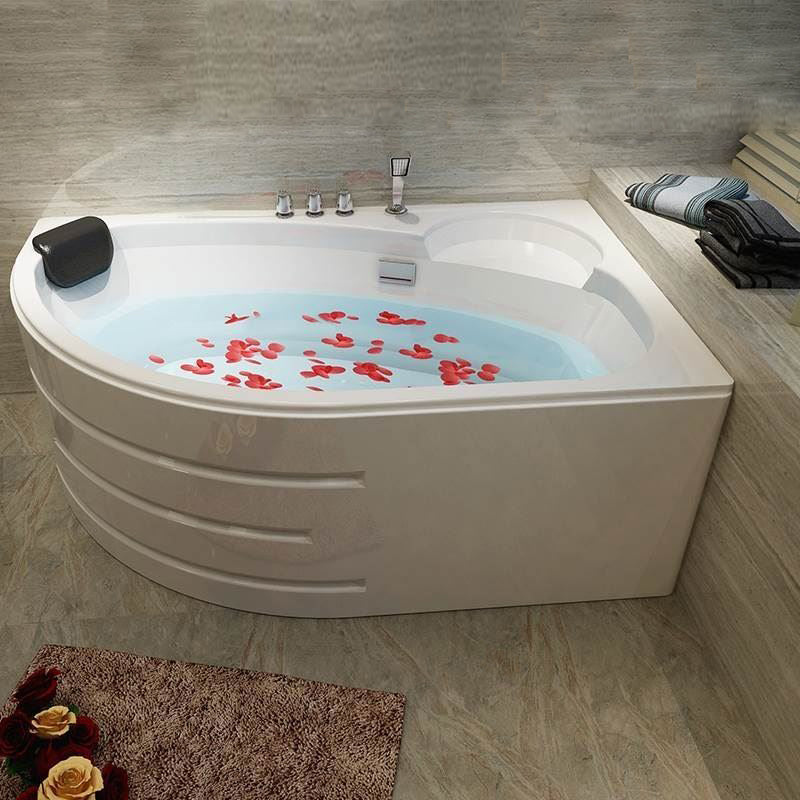 Back to Wall Bath Corner Acrylic Soaking White Modern Bathtub