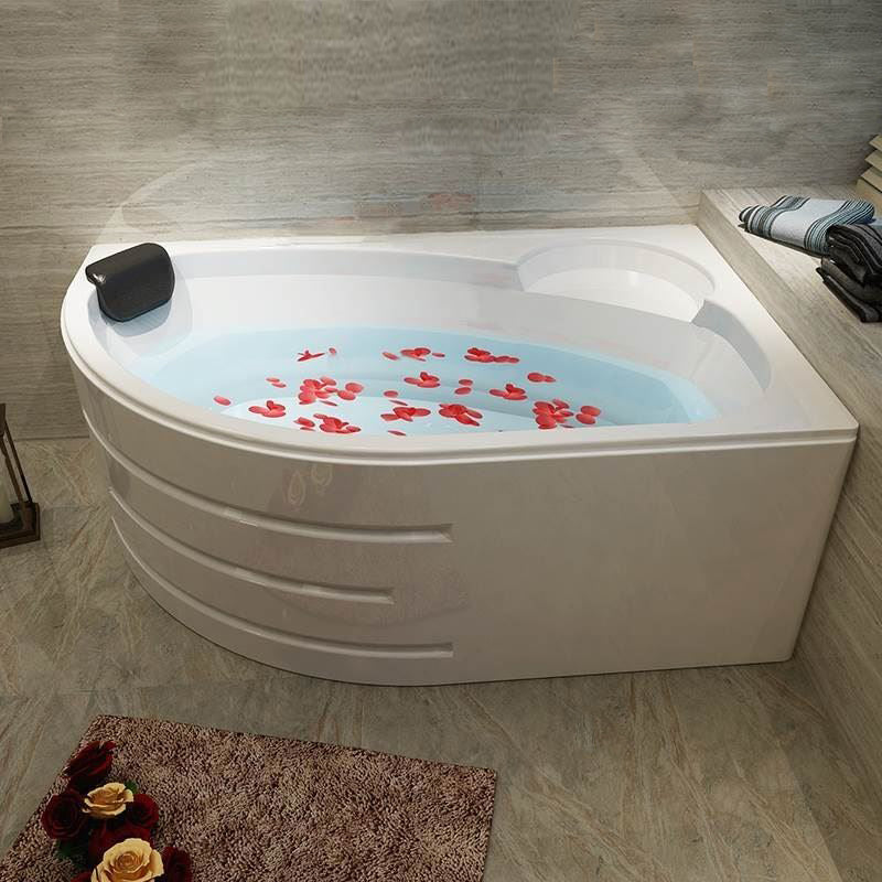 Back to Wall Bath Corner Acrylic Soaking White Modern Bathtub