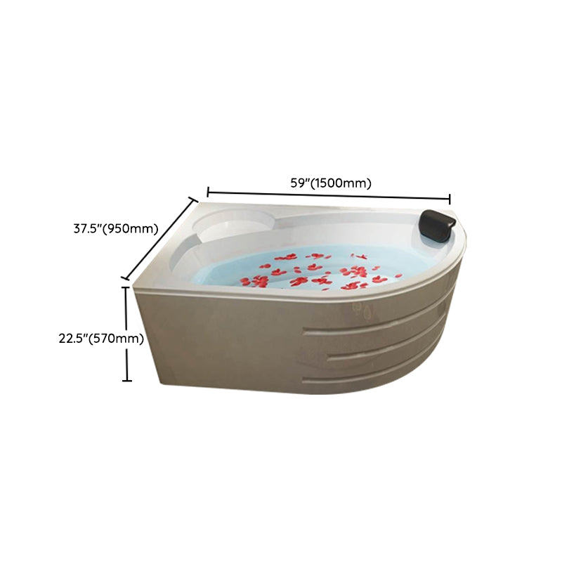 Back to Wall Bath Corner Acrylic Soaking White Modern Bathtub