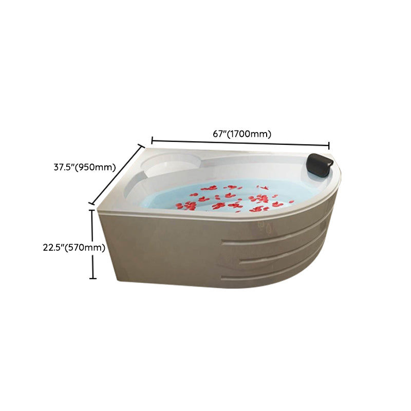 Back to Wall Bath Corner Acrylic Soaking White Modern Bathtub