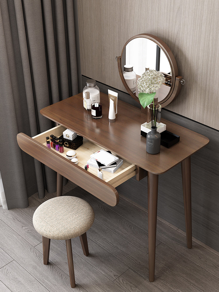 Traditional Bedroom Makeup Vanity Desk Solid Wood Vanity Dressing Table with Drawer