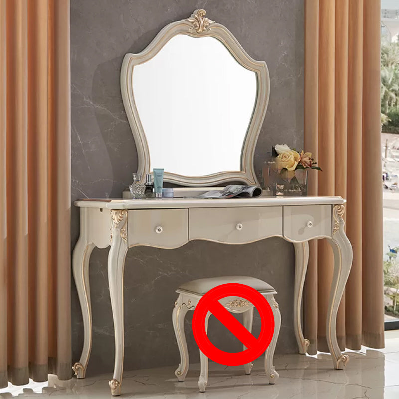 3-Drawers Mirror Table Dressing Table Victorian Solid Wood Make-up Vanity