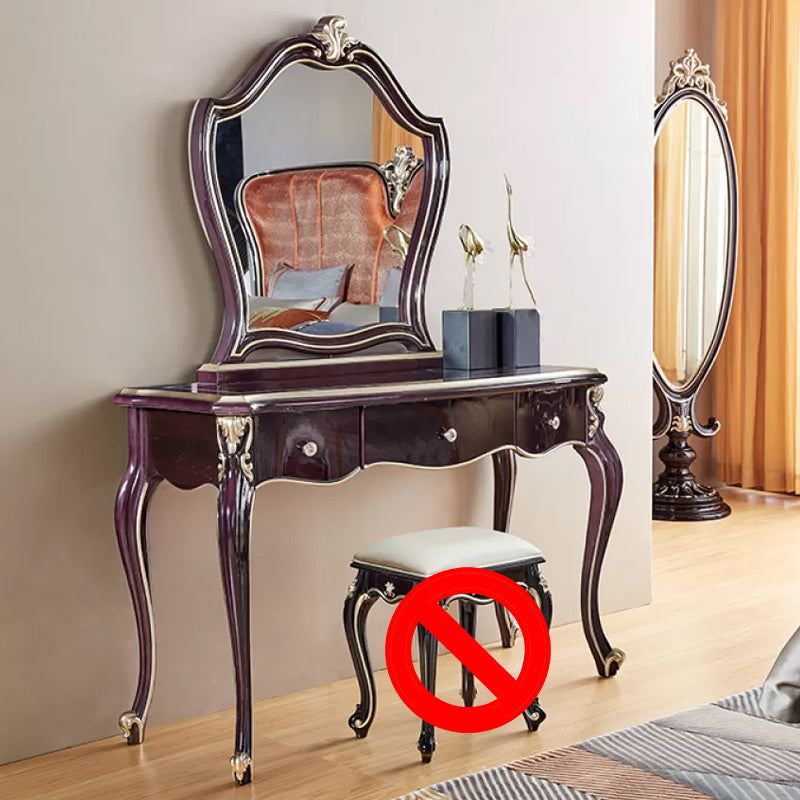 3-Drawers Mirror Table Dressing Table Victorian Solid Wood Make-up Vanity