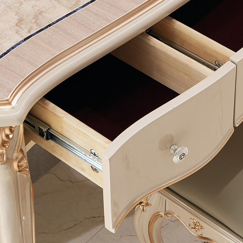 3-Drawers Mirror Table Dressing Table Victorian Solid Wood Make-up Vanity