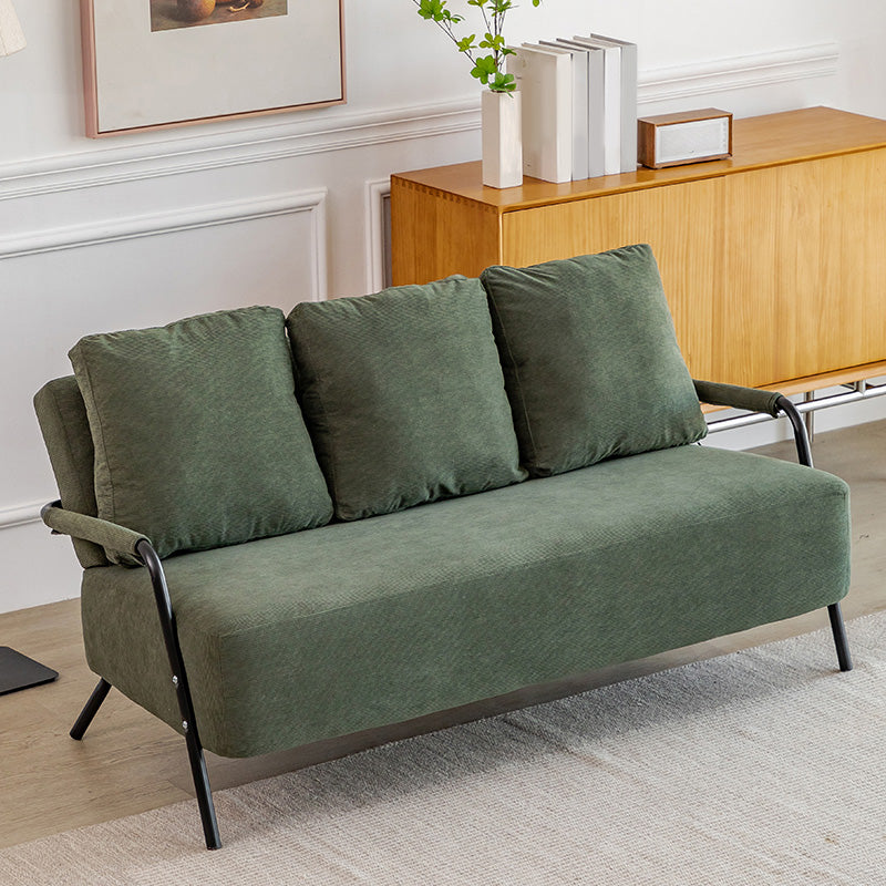 25" Wide Contemporary Sofa 3 Seater Rolled Arm Seating with 3 Pillows