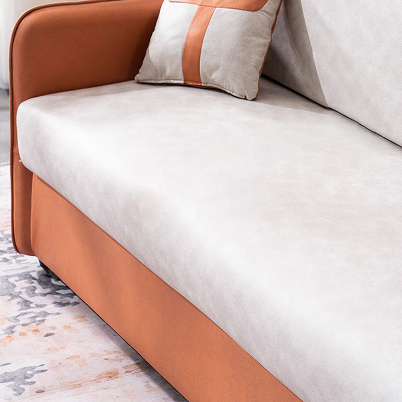 25" Wide Contemporary Sofa Leather Pillows Cushions White Seating