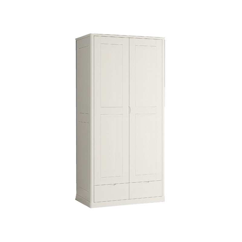 Rubberwood Solid Wood Wardrobe Contemporary Wardrobe with 2 Soft Close Drawers