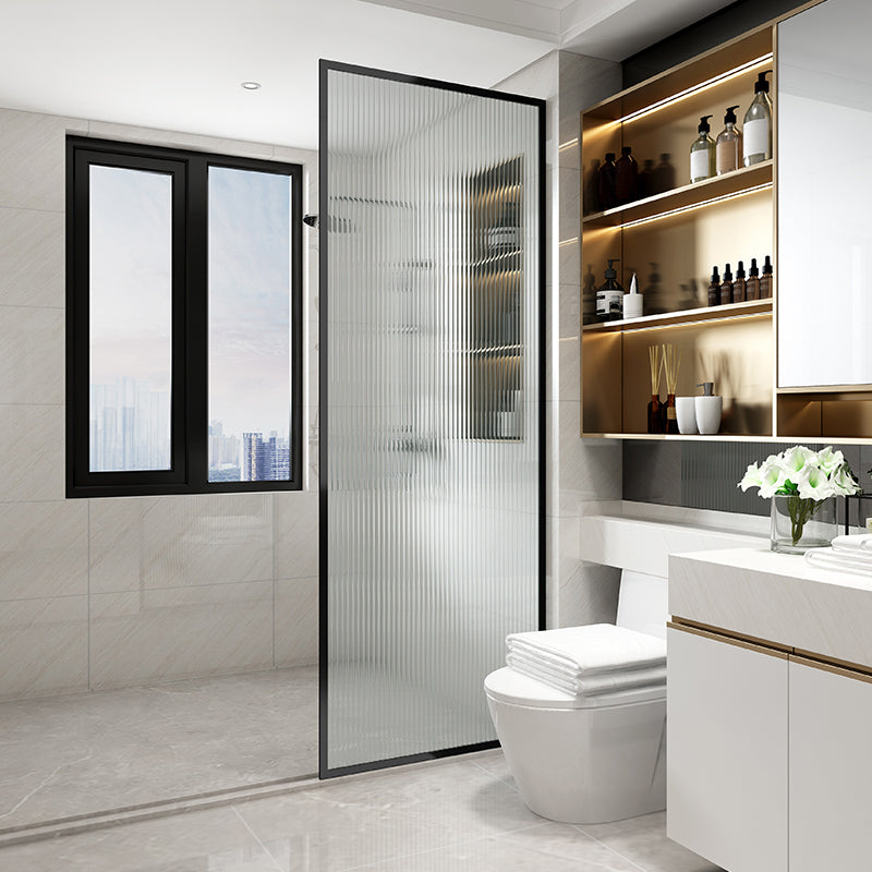 Black Full Frame Fixed Shower Screen Tempered Glass Shower Door