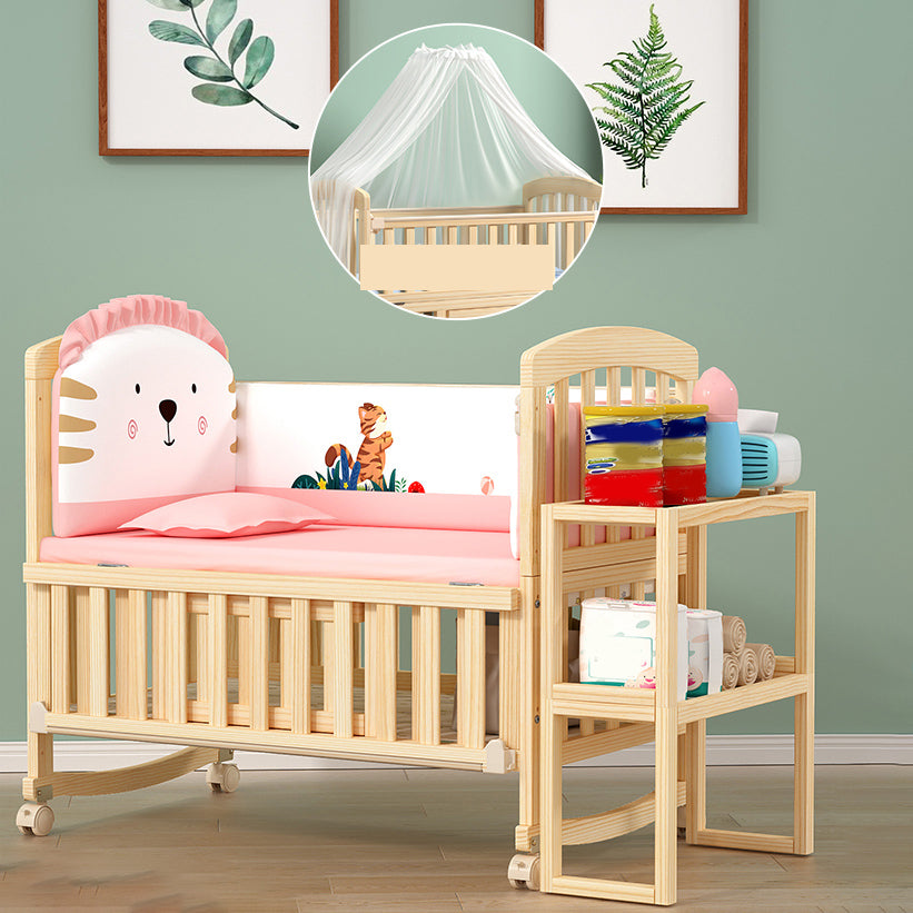 Modern 3-in-1 Convertible Crib in Natural Solid Wood Nursery Bed