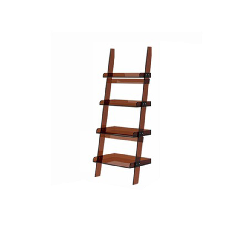 Contemporary Open Back Bookshelf Ladder Acrylic Bookcase with Shelves