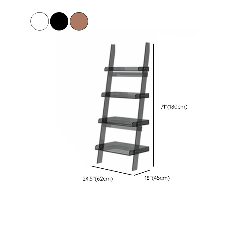 Contemporary Open Back Bookshelf Ladder Acrylic Bookcase with Shelves