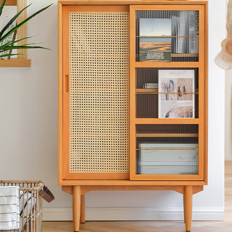 Closed Back Bookshelf Solid Wood Contemporary Bookcase with Doors