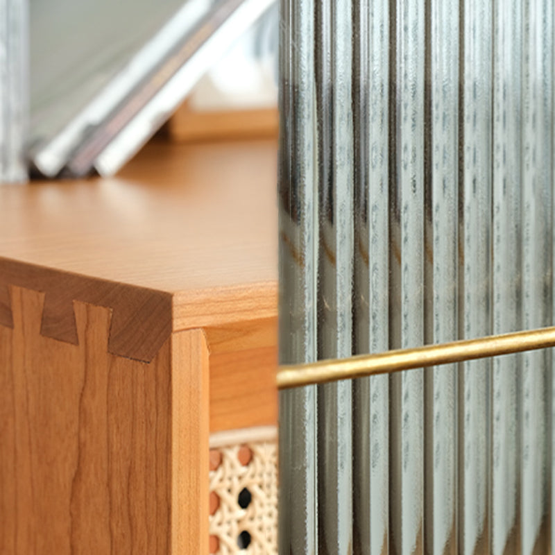 Closed Back Bookshelf Solid Wood Contemporary Bookcase with Doors