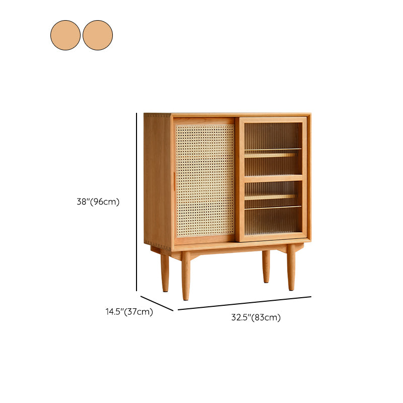 Closed Back Bookshelf Solid Wood Contemporary Bookcase with Doors