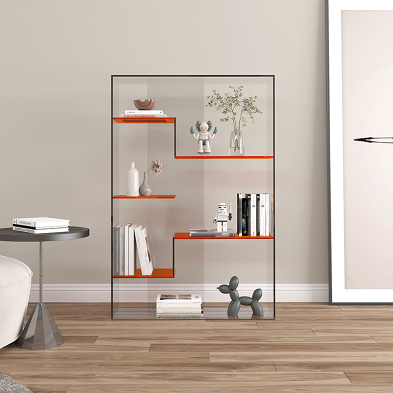 Contemporary Open Back Vertical Bookshelf Geometric Acrylic Bookshelf