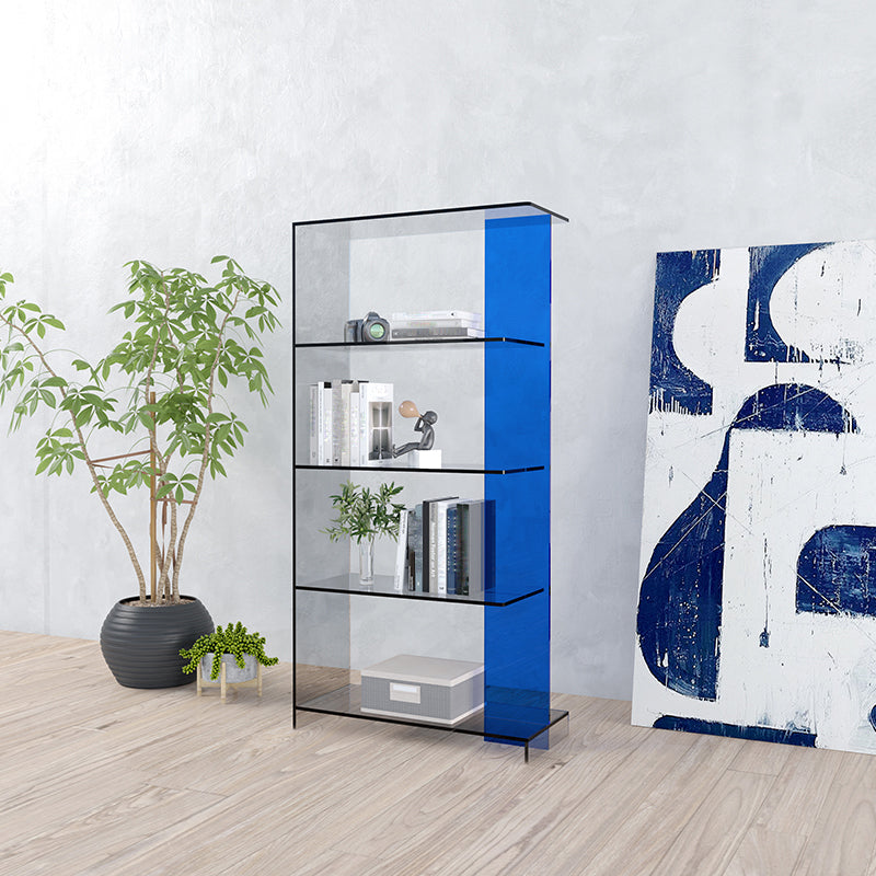 Contemporary Open Back Vertical Bookshelf Geometric Acrylic Bookshelf