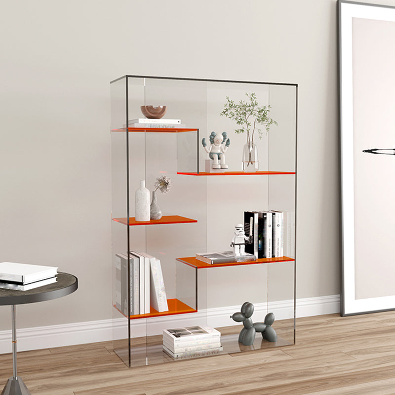 Contemporary Open Back Vertical Bookshelf Geometric Acrylic Bookshelf