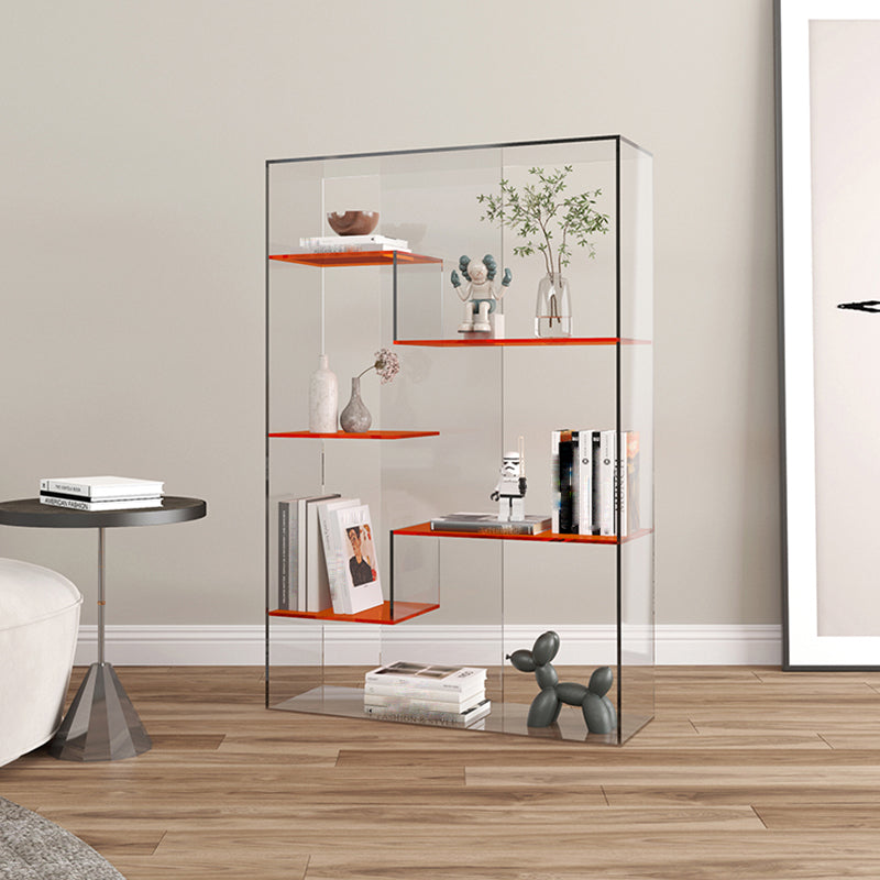 Contemporary Open Back Vertical Bookshelf Geometric Acrylic Bookshelf