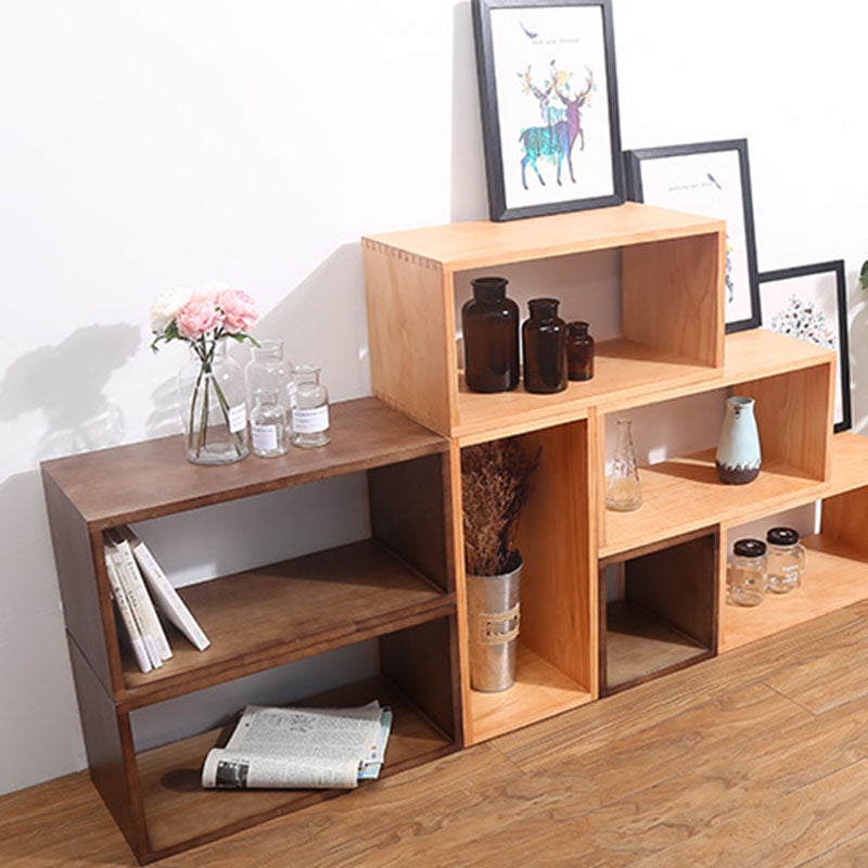 Open Back Cube Bookshelf Contemporary Wood Bookcase for Home