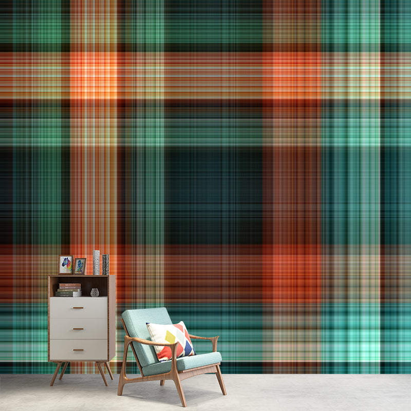 Environmental Checked Grain Illustration Wallpaper Bedroom Wall Mural
