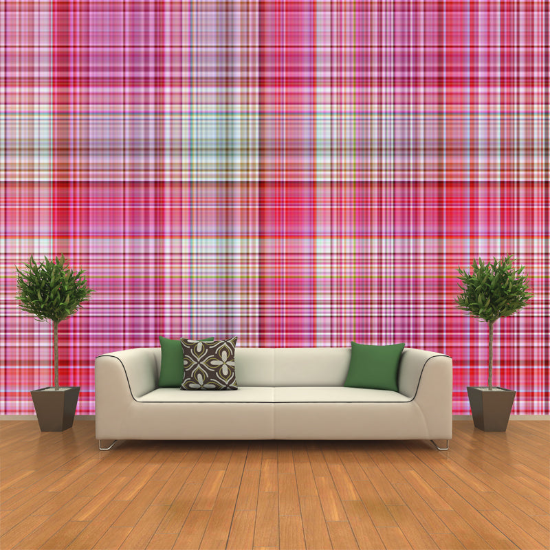 Environmental Checked Grain Illustration Wallpaper Bedroom Wall Mural