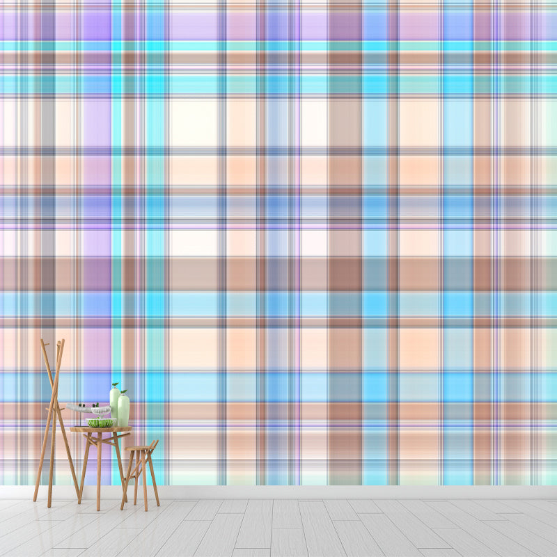 Environmental Checked Grain Illustration Wallpaper Bedroom Wall Mural