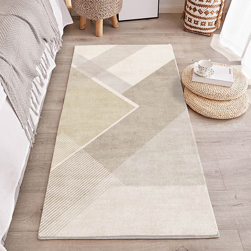 Modern Line Rug Beige Polyester Indoor Rug Washable Rug for Home Decor