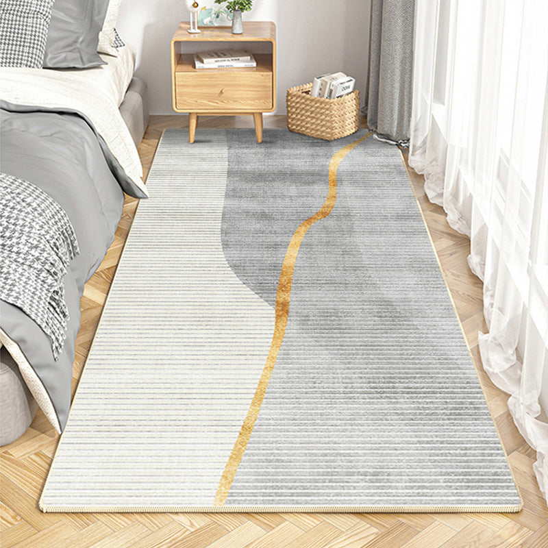 Modern Line Rug Beige Polyester Indoor Rug Washable Rug for Home Decor
