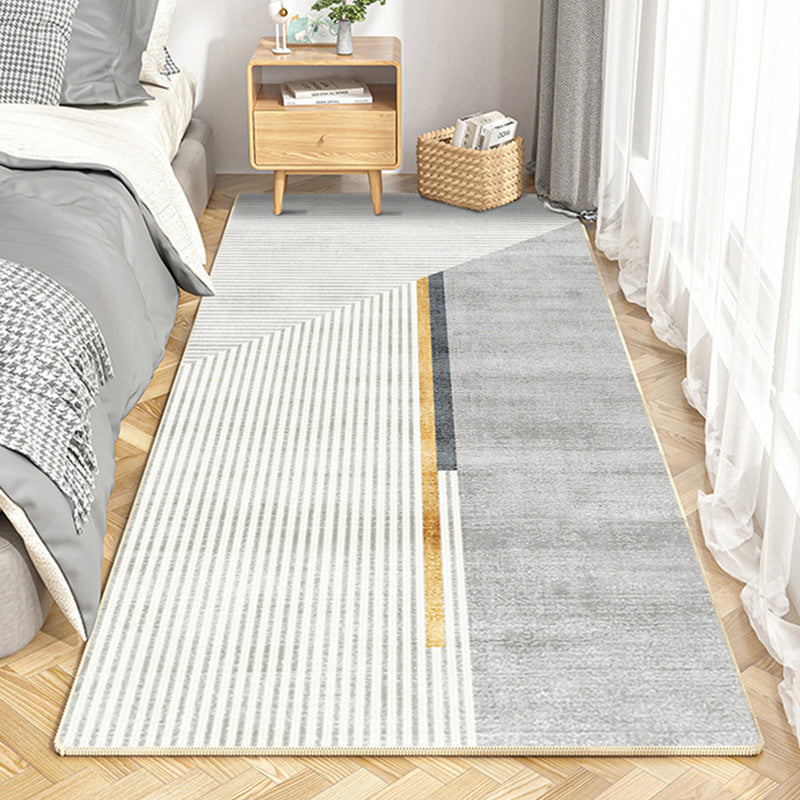 Modern Line Rug Beige Polyester Indoor Rug Washable Rug for Home Decor
