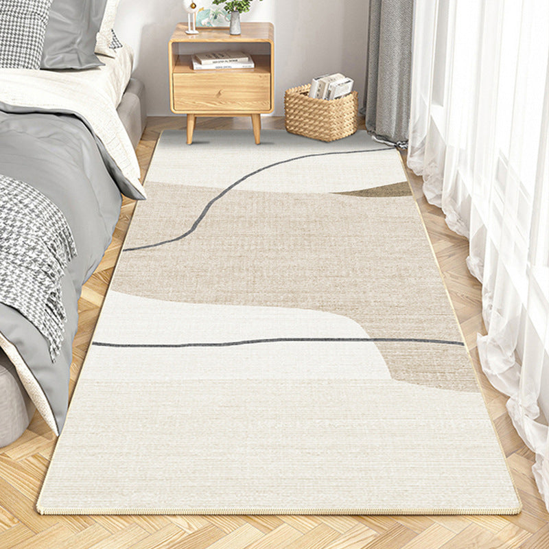 Modern Line Rug Beige Polyester Indoor Rug Washable Rug for Home Decor