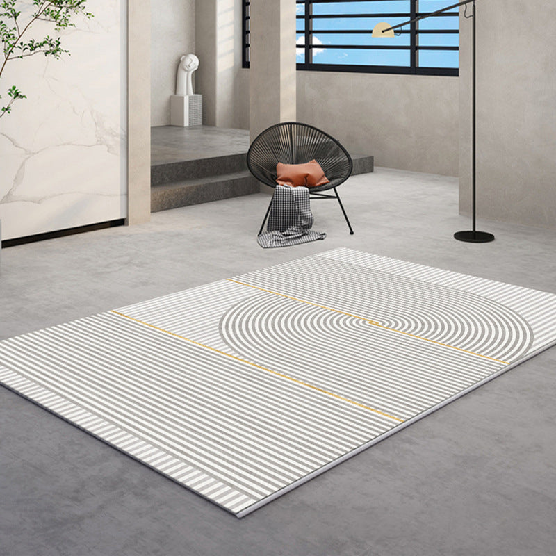 Modern Striped Rug Polyester Beige Rug Washable Rug for Home Decor