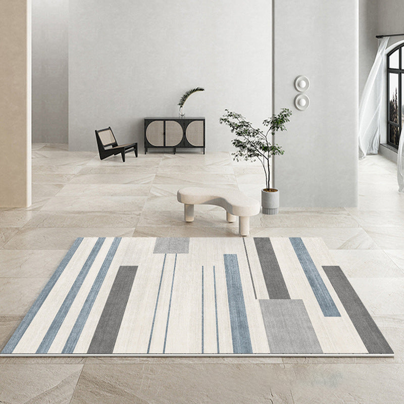 Modern Striped Rug Polyester Beige Rug Washable Rug for Home Decor