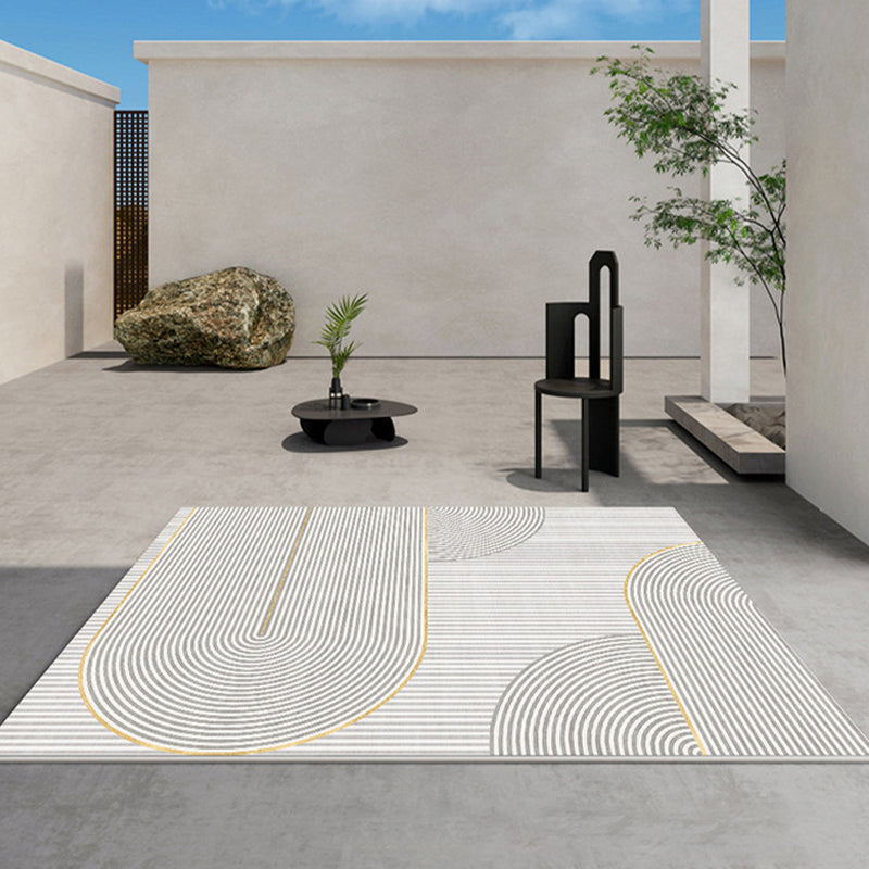 Modern Striped Rug Polyester Beige Rug Washable Rug for Home Decor
