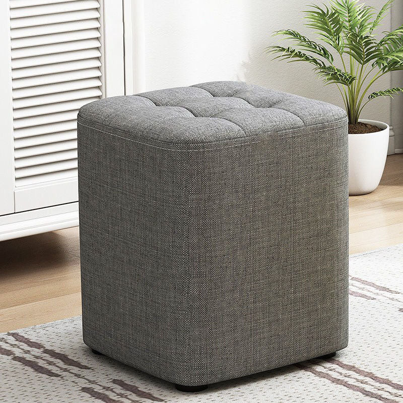 Modern Pouf Ottoman Cotton Upholstered Tufted Solid Color Square Ottoman