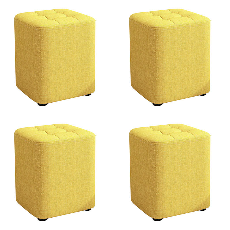 Modern Pouf Ottoman Cotton Upholstered Tufted Solid Color Square Ottoman