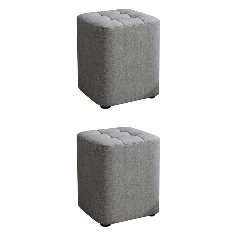 Modern Pouf Ottoman Cotton Upholstered Tufted Solid Color Square Ottoman