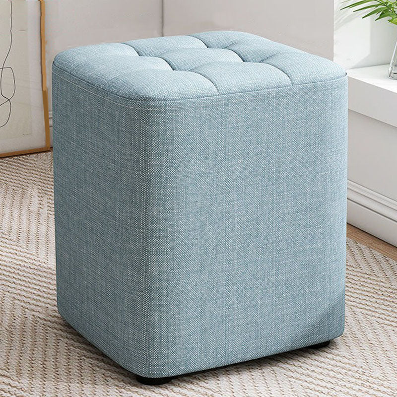 Modern Pouf Ottoman Cotton Upholstered Tufted Solid Color Square Ottoman
