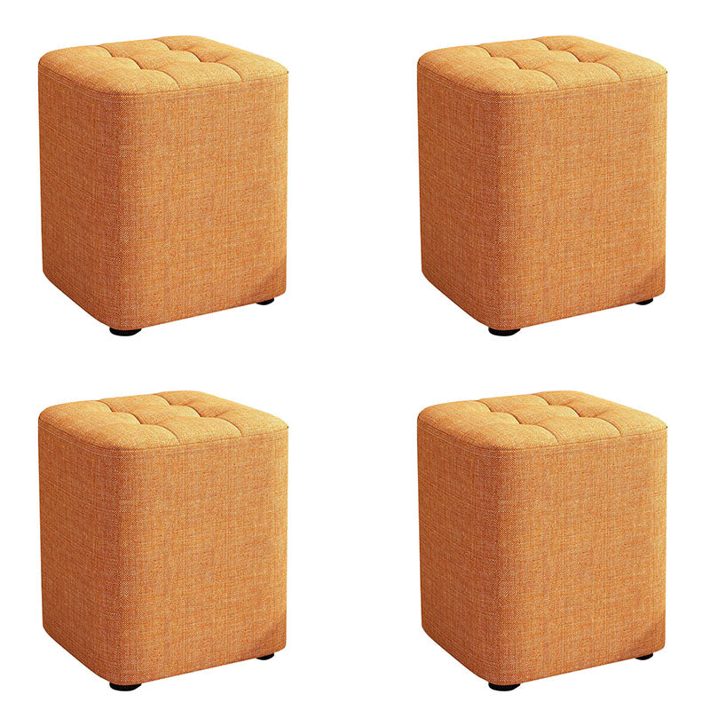 Modern Pouf Ottoman Cotton Upholstered Tufted Solid Color Square Ottoman