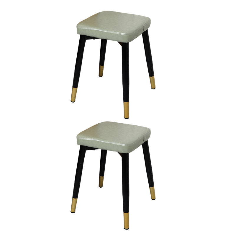 Glam Ottoman Faux Leather Solid Color Square Ottoman with Metal Legs