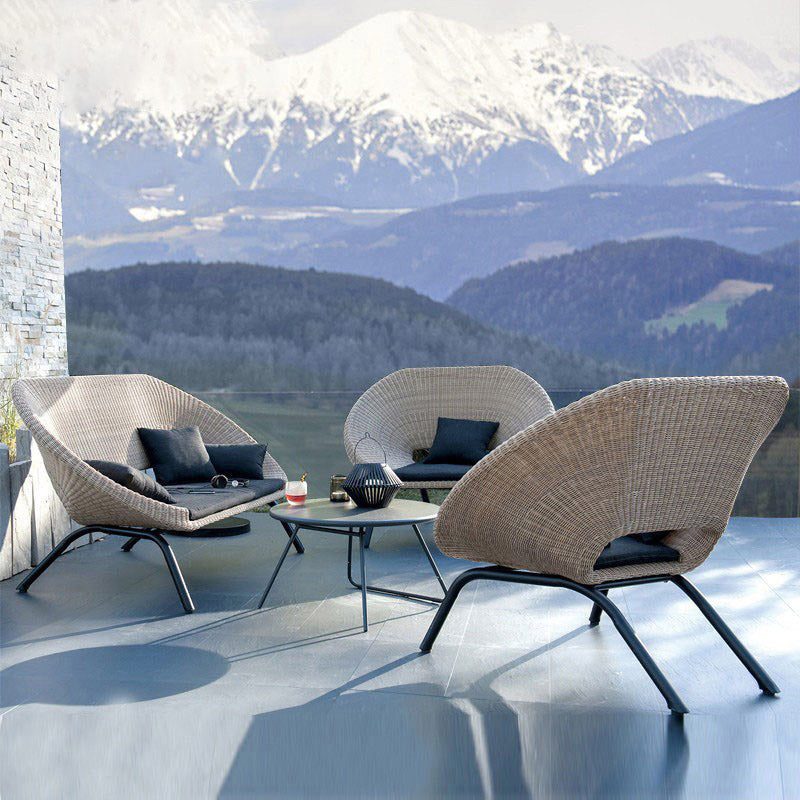 Gray Water Resistant Cushion Patio Sofa Aluminum Frame Outdoor Patio Sofa