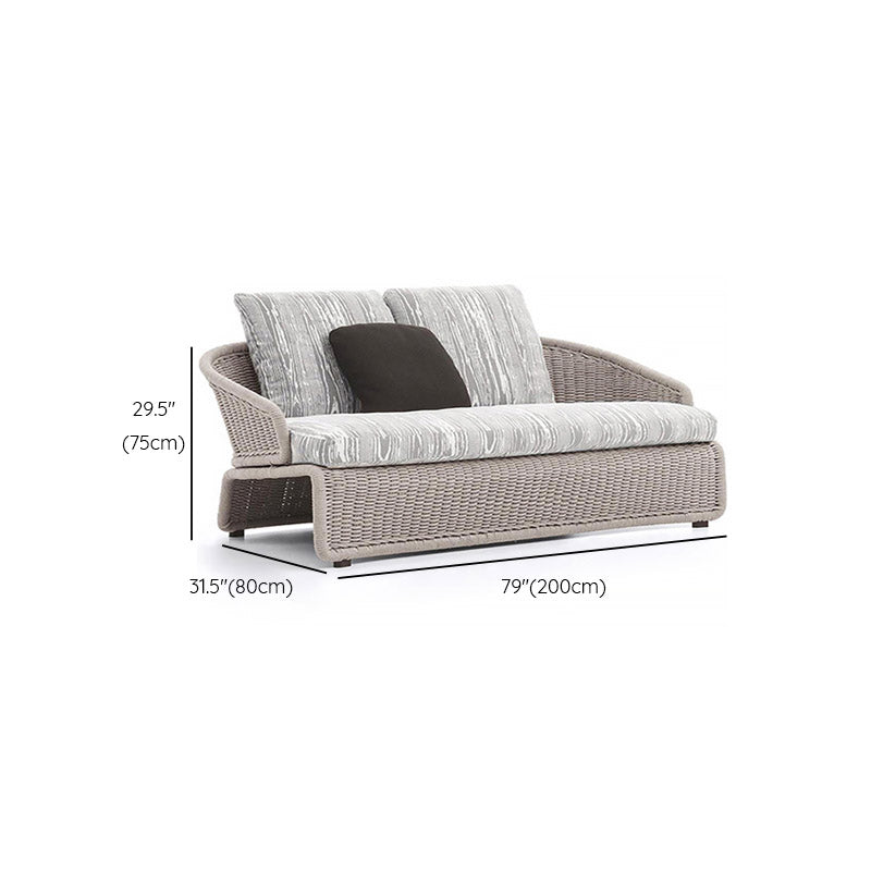 Wicker Outdoor Loveseat Metal Outdoor Patio Sofa with Cushions