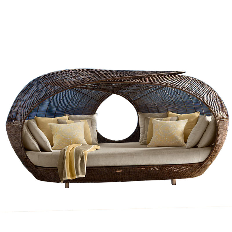 86.6" Wide Round Patio Sofa Tropical Bird's Nest Shaped Outdoor Patio Sofa